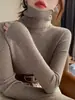 Nuevo Suéter Térmico de Punto para Mujer Otoño Invierno Ropa Interior Cuello Alto Ajustado Cuello de Tortuga Color Maillard Conjunto Superior