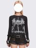 Ventas Directas de Fábrica Amazon Moda Otoño e Invierno Y2K Cuello Redondo Estampado Personalizado Europeo y Americano Transfronterizo Camiseta de Manga Larga Tops para Mujer