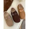 Sapatos Birkenstock Marrom Retrô com Elevação Interna, Sola Grossa, Forrados com Lã, Cobertura Total para Mulheres - Novo Outono e Inverno 2025, Sola Macia, Sapatos de Algodão Quentes