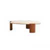 Mesa de centro de travertino estilo wabi-sabi para dormitorio, mesa de centro creativa de losa de roca para sala de estar del hogar, mesa de centro simple para habitaciones pequeñas de hotel