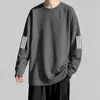 [Envío Rápido] Camiseta de Manga Larga para Hombre, Ropa Interior de Otoño para Hombre, Corte Holgado, Capa Base Elástica, Camiseta Estampada para Hombre