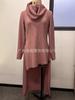 Moda Europea y Americana 2024 Transfronterizo Nuevo Aliexpress Exportación Color Puro Cuello de Pico Vestido de Manga Larga