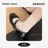 Calcetines finos de verano para mujer con ribete de encaje calado, calcetines versátiles de media pantorrilla para apilar, calcetines largos de encaje de estilo japonés de alta apariencia para mujer