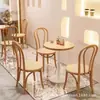 Cafetería de Té con Leche Juego de Mesa y Sillas de Madera Maciza Cafetería de Postres Japoneses Restaurante Occidental Mesa Larga Semi-circular y Sillas