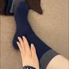 Calcetines Retro Azul Marino Marrón para Mujer de Otoño e Invierno, Calcetines Caídos a Media Pantorrilla, Calcetines Versátiles de Moda que No Aprietan de Zhuji Socks