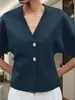 Top de Punto Transfronterizo Europeo y Americano Cárdigan Elegante Otoño 2024 Nuevo Top de Botones con Cuello en V Chaleco para Mujer