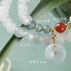 Pulsera de Jade Verde Tianshan con Cuentas Joyería para Mujer Pulsera de Cuentas de Oración Budista Venta al por Mayor Pulsera de Nicho de Lujo Ligero