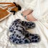 Pantuflas Peludas Estampado de Leopardo, Chanclas de Otoño e Invierno, Pantuflas de Algodón para Salir, Chanclas de Suela Plana, Pantuflas para el Hogar para Mujer, Venta al por Mayor