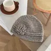 Gorro de Punto Floral para Mujer, Sombrero Cálido Versátil para Otoño e Invierno, Elegante Gorro de Punto Pullover que Afina el Rostro