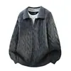 Invierno Nuevo Suéter de Punto con Cuello Chal Holgado Falso Dos Piezas Jersey para Hombre Joven Casual Capa Base Hombre