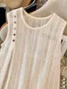 Vestido Chaleco de Punto Hueco Estilo Francés Hecho a Medida de Fábrica para Mujer, Nuevo Modelo Verano 2026, Vestido con Aberturas sin Mangas