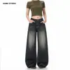 Jeans rectos anchos JIAMU de estilo retro americano desgastado para hombre y mujer, jeans holgados, corte suelto, versátiles para otoño e invierno