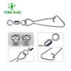 Conector de ocho anillos aleación de acero inoxidable giratorio americano pasador rápido mayoreo a granel accesorios de equipo de pesca juego completo