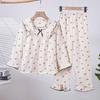Pijamas nuevos para niños Niñas Primavera y Otoño Bebé Algodón Burbuja Crepé Manga Larga Niñas Ropa Fina para el Hogar Talla 8-18