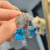 Anillo, Colgante y Pendientes Vintage Italianos Chapados en Oro con Imitación de Citrino Natural y Collar de Dos Tonos Oro con Piedra Aguamarina para Mujer