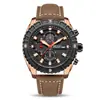 Reloj transfronterizo Megir para hombre, elegante cronógrafo azul con esfera 3D, reloj deportivo de piel genuina 2119