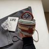 Verano Nuevo Mini Bolso de Cadena Tejido Bolso de Mano para Mujer 2024 Rayas Arcoíris Moda Casual Hombro Cruzado