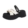 Zapatillas de Mujer de Moda con Lunares, Suela Gruesa y Punta Abierta, Plataforma Elegante con Tira Cruzada, Sandalias de Doble Uso, Chanclas de Playa