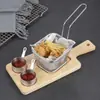 Novo Rack de Madeira para Batatas Fritas, Recipiente Criativo Estilo Americano para Frango Frito, Conjunto de Pratos Estilo Ocidental em Madeira de Acácia