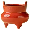 Incensário de Três Pernas para Sândalo e Agarwood, Base Porta-Incensos Fio Vermelho da Cidade Proibida, Ornamento de Incensário de Cerâmica