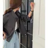 Nueva moda de principios de otoño estilo coreano, chaqueta corta con cuello alto y cordón estilo Hong Kong para mujer, top holgado y casual 19881