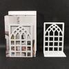 Livro de Design de Portas e Janelas Estilo Europeu Suporte para Livros Tela de Corte de Metal Criativa Estante de Livros Janela Falsa Ornamentos Vazados Decorações
