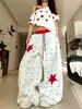Pantalones Casuales de Diseño de Estrellas en Bloques de Color de Verano Estilo Nicho para Mujer, Nuevo Estilo de Verano, Adelgazantes, Delgados, Pierna Ancha, Pantalones Sueltos