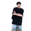 Camiseta de Manga Curta com Design de Logo Metálico para Homens, Moda Americana de Primavera Marca Mamba Algodão Camiseta, Top Oversize Gola Redonda