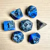 Juego de Dados Poliedros D&D con Patrón de Mármol, Color Mixto Transparente D4D6D8D10D12D20 Caras, Coc, Juego de Mesa, Juego de Siete Piezas