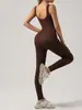 Pantalones de Rosca Europeos y Americanos con Almohadilla en el Pecho Traje Deportivo Elástico Sin Costuras Ajustado Traje de Yoga para Fitness
