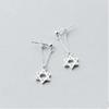 Aretes de plata esterlina 925 largos estrella de seis puntas huecos parte posterior aretes colgantes aretes de temperamento femenino joyería de plata esterlina de Corea del Sur