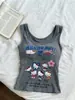 Verano Nuevo Dulce Picante Lindo Estilo Dibujos Animados Impresión de Kitty Tirantes Anchos Chaleco Ropa Interior Top Delgado Sin Mangas