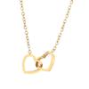 Moda Japonesa y Coreana Popular Cadena para Clavícula con Recorte en Forma de Corazón Dulce Chapado en Oro de 18 Quilates Doble Corazón Entrelazado Collar de Acero Inoxidable