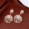 Pendientes Redondos de Perlas Incrustados con Diamantes Vintage y Collar, Cadena para Clavícula Estilo Palacio Retro Francés, Exquisito Set de Joyería Versátil
