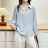 Especial2026 Principios de Otoño Nuevo Tallas Grandes Mujer Elegante Cuello Solapa Manga Larga Blusa Camisa Casual para Chicas Tallas Grandes 0721