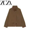 Gabardina Oversize con Cuello Alto, Estampado Floral, Plisada, Estilo Ropa de Trabajo, Moda Europea y Americana Transfronteriza