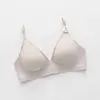 Sujetador Inalámbrico Estilo Japonés Estilo Perezoso para Mujeres de Busto Pequeño, Sencillo Diseño de Letras en V Profunda Ropa Interior sin Costuras para Verano