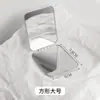 Espejo pequeño de doble cara para mujer, espejo de retoque plegable de acero inoxidable, soporte de escritorio portátil con tapa abatible, espejo de maquillaje anticaídas