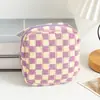Bolsa de Maquiagem Tecido Colorido Colisão Xadrez Bolsa de Arquivo Ultra Leve Portátil Grande Capacidade Moda Xadrez Bolsa de Armazenamento para Absorventes