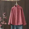 Início da Primavera 2026 Camisa de Gaze de Algodão Dupla Camada com Gola Alta Estilo Retrô com Renda Manga Longa Casual Solta Feminina Transfronteiriça