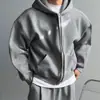 Conjunto de Sudadera con Capucha Estilo Perezoso Casual ASCLO&QIAO Chaqueta con Cremallera para Hombre Sudadera con Bolsillo Canguro Estilo Coreano