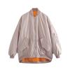Amazon Transfronterizo Otoño e Invierno 2026 Chaqueta Bomber Suelta de 4 Colores Abrigo de Algodón para Mujer Chaqueta de Béisbol con Cremallera y Pliegues