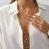 Collar Largo de Estilo de Lujo Accesible Transfronterizo Europeo y Americano con Perlas de Imitación Cbb Brillantes y Borla de Disco Metálico Exagerada para Mujer