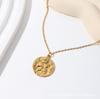 Nuevo collar con colgante de rosa de acero de titanio transfronterizo para mujer, personalidad retro, temperamento simple y versátil, cadena de clavícula cóncava-convexa