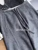 ¡Altamente Recomendado! Pantalones de Lana Grises con Caída de Pierna Ancha para Mujer, Nueva Moda Otoñal de Cintura Estrecha con Cordón, Pantalones Scimitar