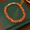 Pulsera de Estilo Palacio de Lujo Ligero con Zirconia y Resina, Diseño de Espiga de Trigo Cosida, Exquisita y Elegante, Moda Retro, Joyería de Gama Alta de Nicho