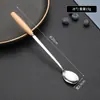 Juego de Cubiertos de Acero Inoxidable Estilo Japonés con Mangos de Madera, Incluye Cuchillo, Tenedor, Cuchara, Tenedor de Fruta, Palillos de Madera de Haya, Cuchara para Sopa, Cuchillo de Acero Inoxidable, Cuchara de Postre