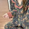 Pijama de Oso con Estampado Cuadros Estilo Coreano para Mujer, Cardigan de Primavera y Otoño con Encaje, Conjunto de Dos Piezas, Ropa de Casa Estilo Retro