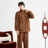 Liquidação de Outono e Inverno Pijama de Coral Fleece para Casal, Roupa de Casa, Liquidação