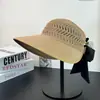 Sombrero de Sol de Verano, Moda Coreana con Lazo, Sombrero de Sol Abierto para Mujer, Sombrero de Paja para Viajes al Aire Libre con Ala Ancha
